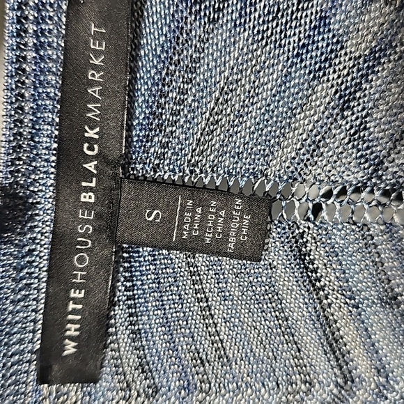 White House Black Market Blue Rayon Chevron Open Cardigan Sweater Small - Picture 4 of 6